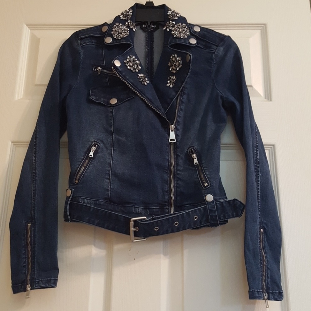 BEBE 2-piece denim set with rhinestones